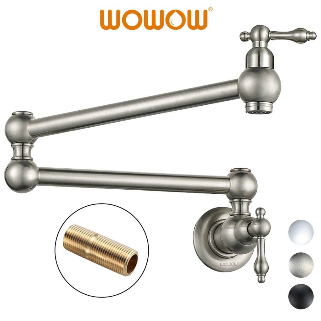 WOWOW Pot Filler Faucet Over Stove In Brushed Nickel