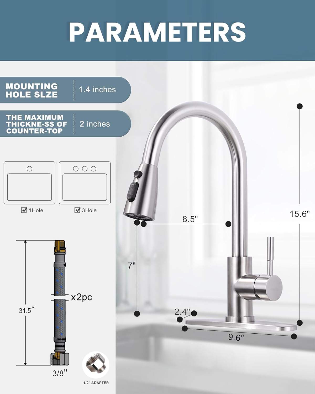 wowow top rated pull down kitchen faucets single hole 1 1