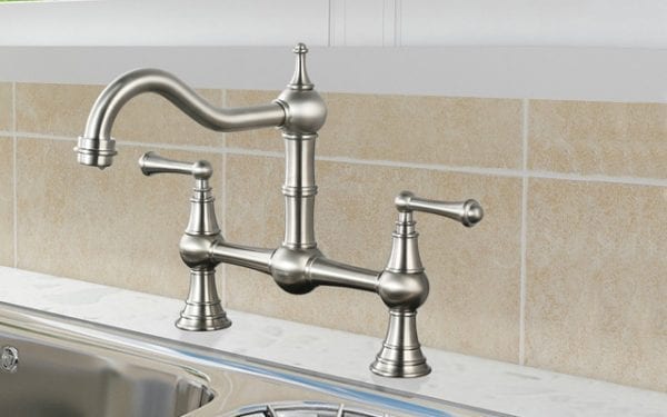 Two Handle Kitchen Faucet With Pull Out Spray 600x375 