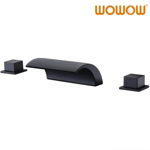 wowow matte black roman waterfall bathtub faucet