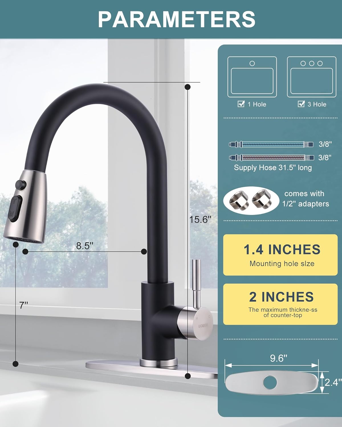 wowow black and brushed nickel kitchen faucet 4 2