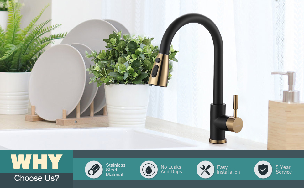 wowow black and gold kitchen faucet 1 2