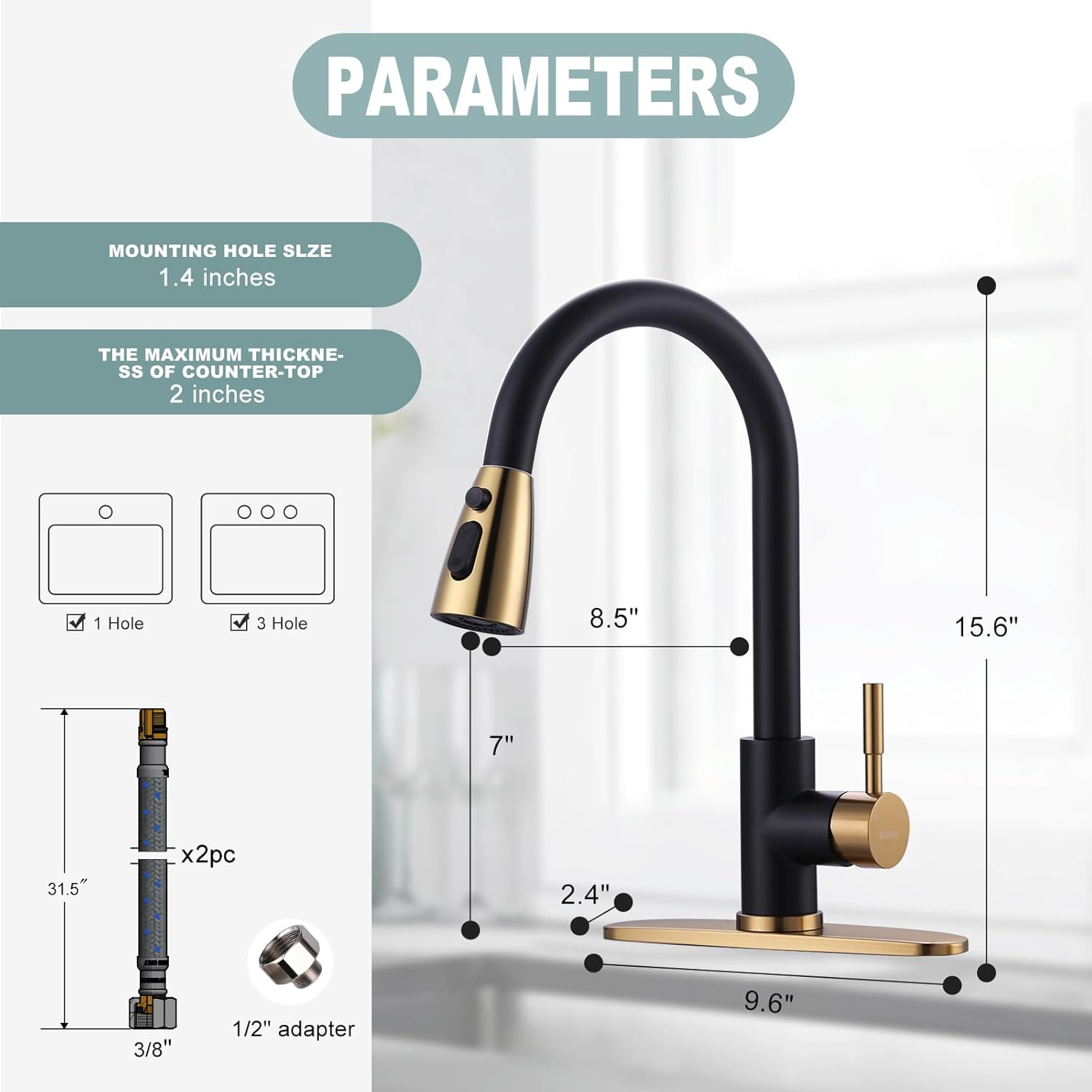 wowow black and gold kitchen faucet 4 2