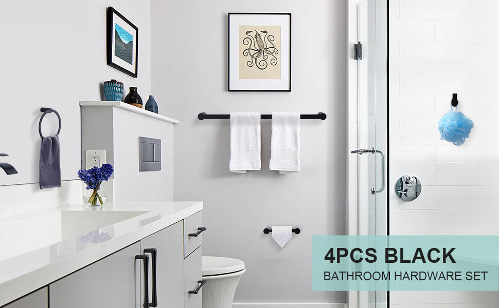 WOWOW 4 Piece Bathroom Hardware Set, Bathroom Accessories Set with