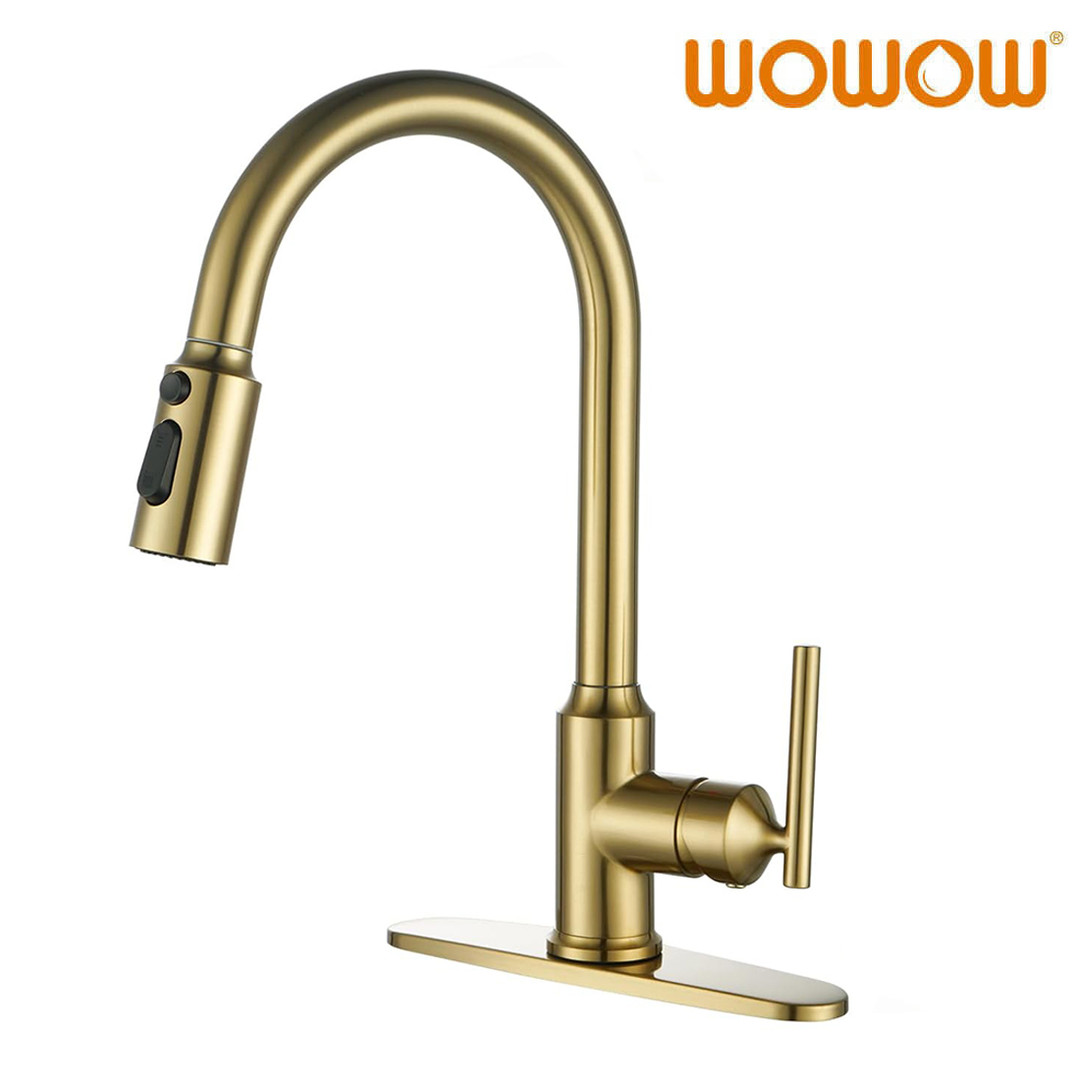 wowow 4 inch single handle black and gold bathroom sink faucet