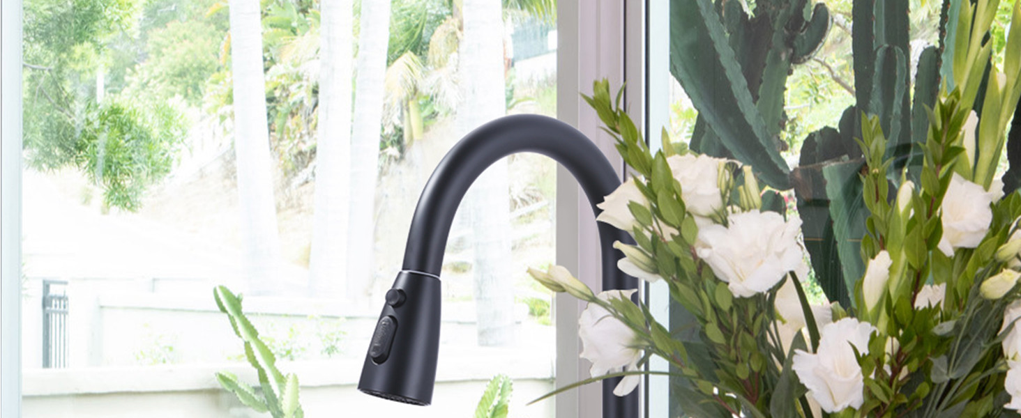 wowow single handle matte black touchless smart motion sensor kitchen faucet with sprayer 1 1