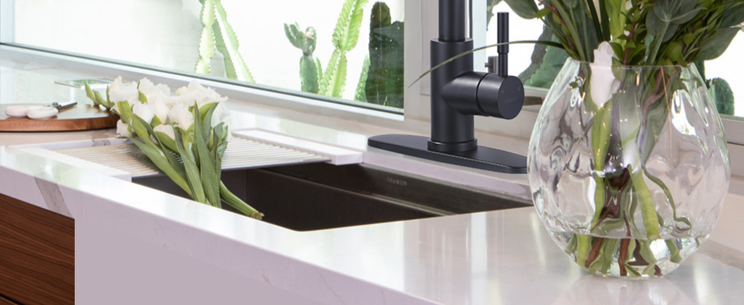wowow single handle matte black touchless smart motion sensor kitchen faucet with sprayer 2 1