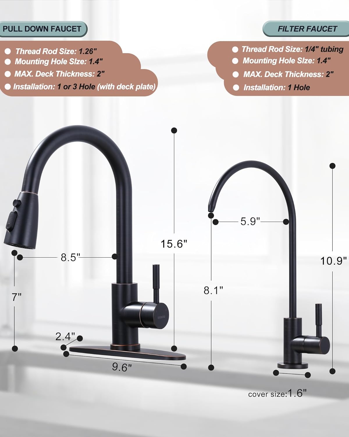 wowow stainless steel oil rubbed bronze pull down kitchen faucet 1