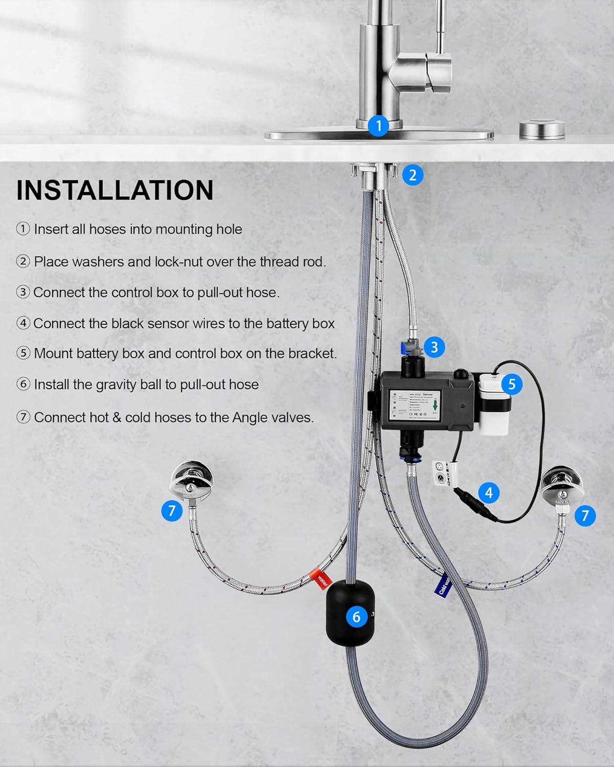 wowow brushed nickel mobile motion sensor touchless kitchen sink faucet with sprayer 8