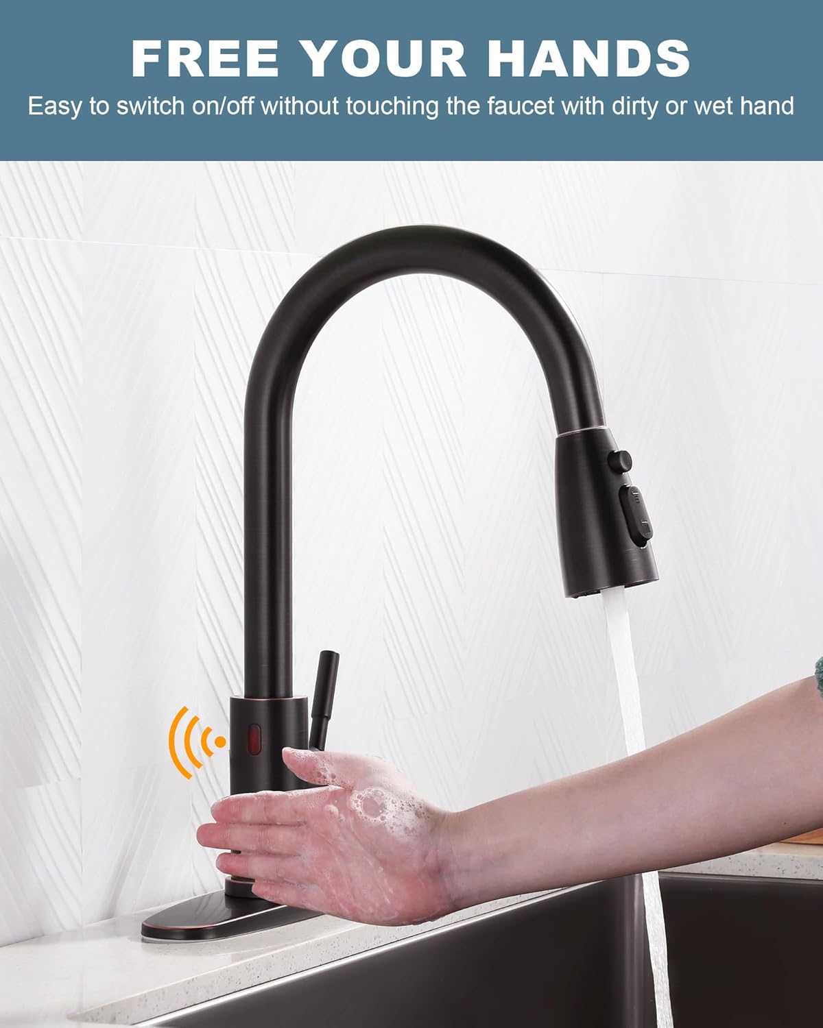 wowow automatic smart motion sensor oil rubbed bronze kitchen faucet 11