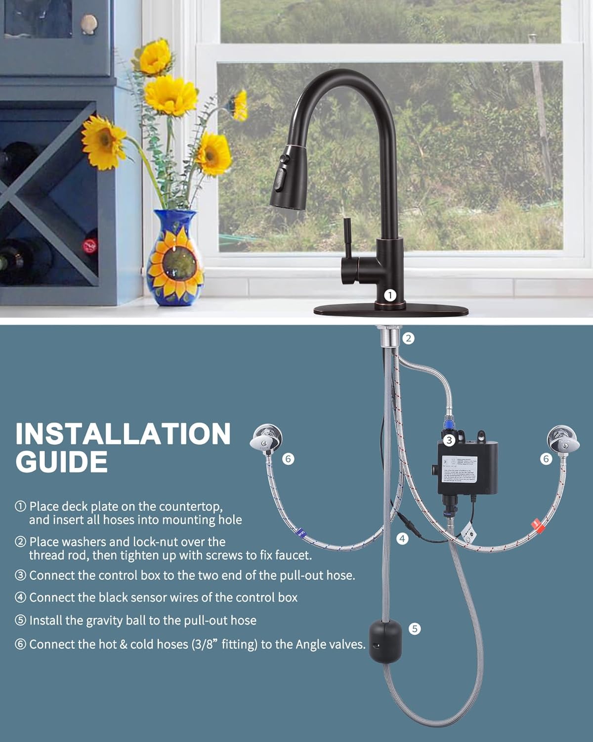 wowow automatic smart motion sensor oil rubbed bronze kitchen faucet 14