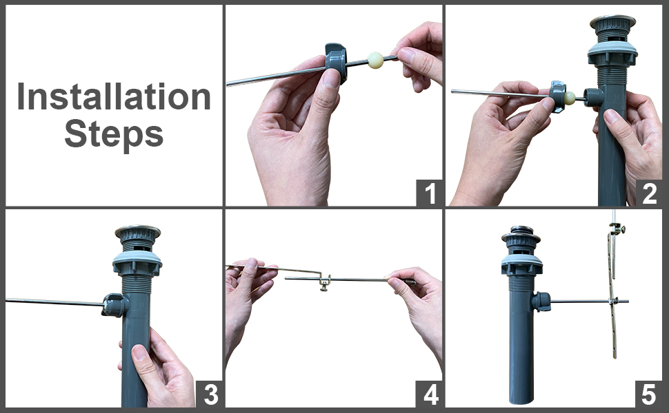 wowow bathroom drain assembly stopper with lift rod and overflow 9