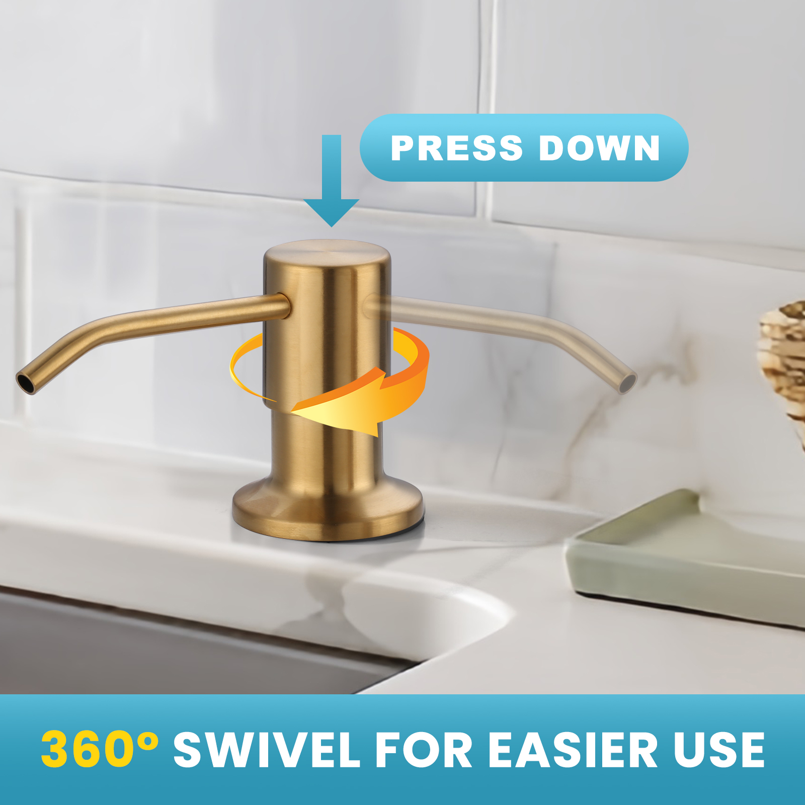 wowow brushed gold built in soap dispenser for kitchen sink 2