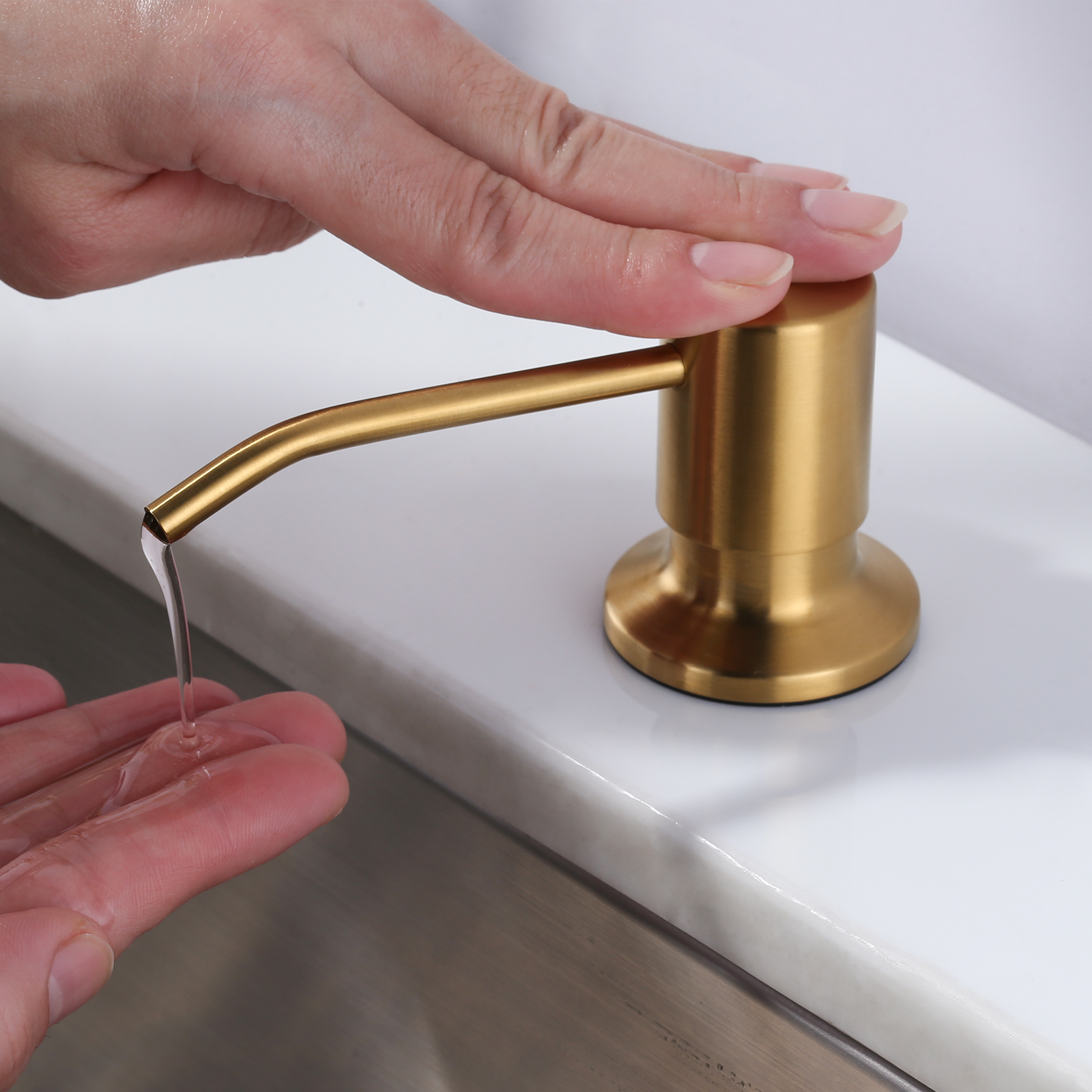 wowow brushed gold built in soap dispenser for kitchen sink 3