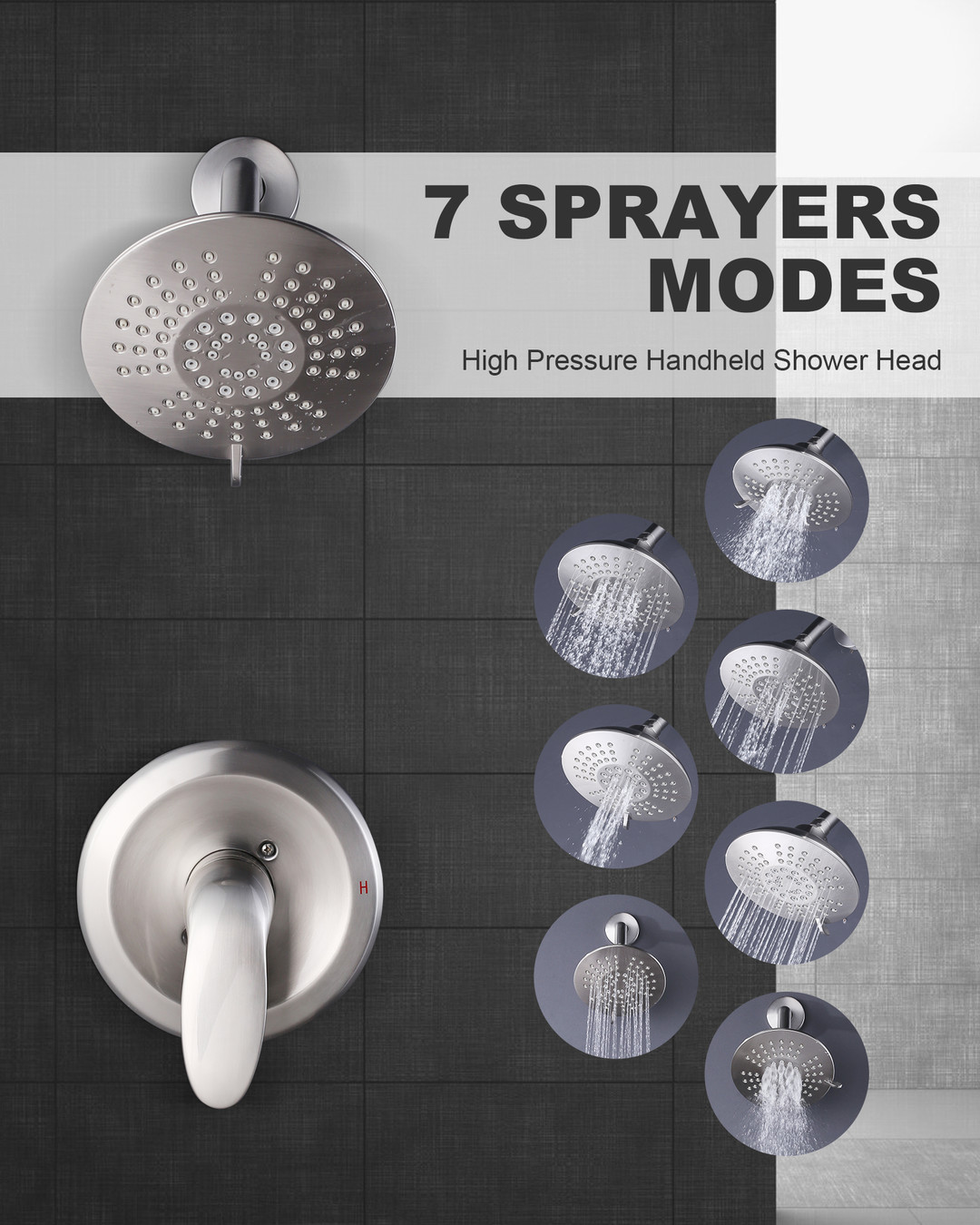 5 spray high pressure shower system with valve included 3