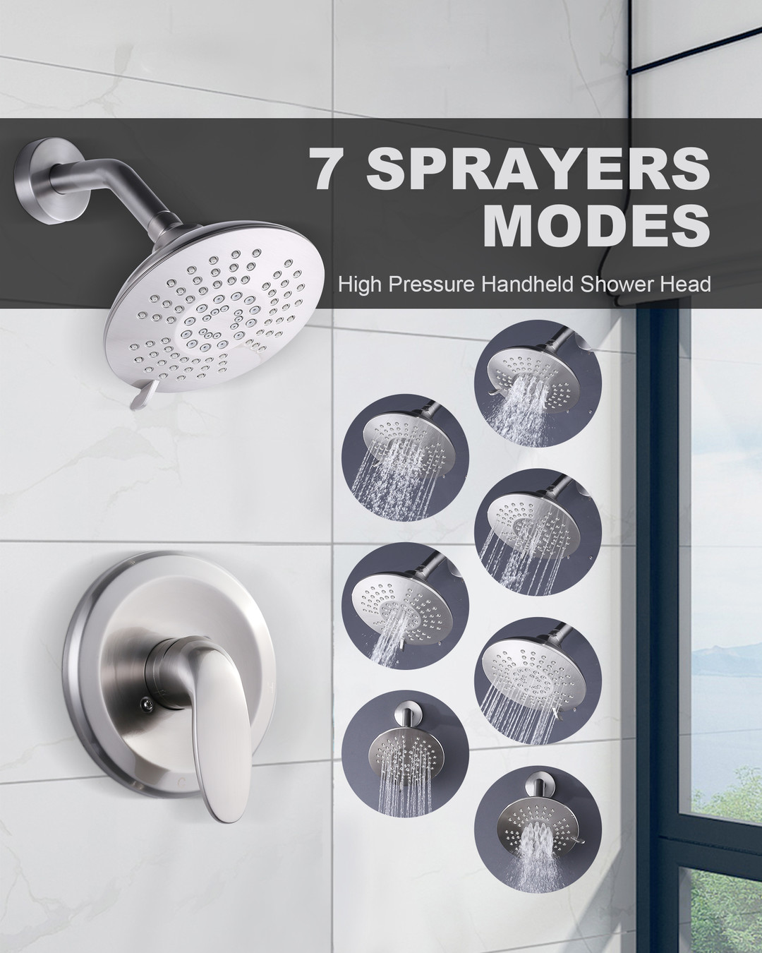 5 spray high pressure shower system with valve included 4