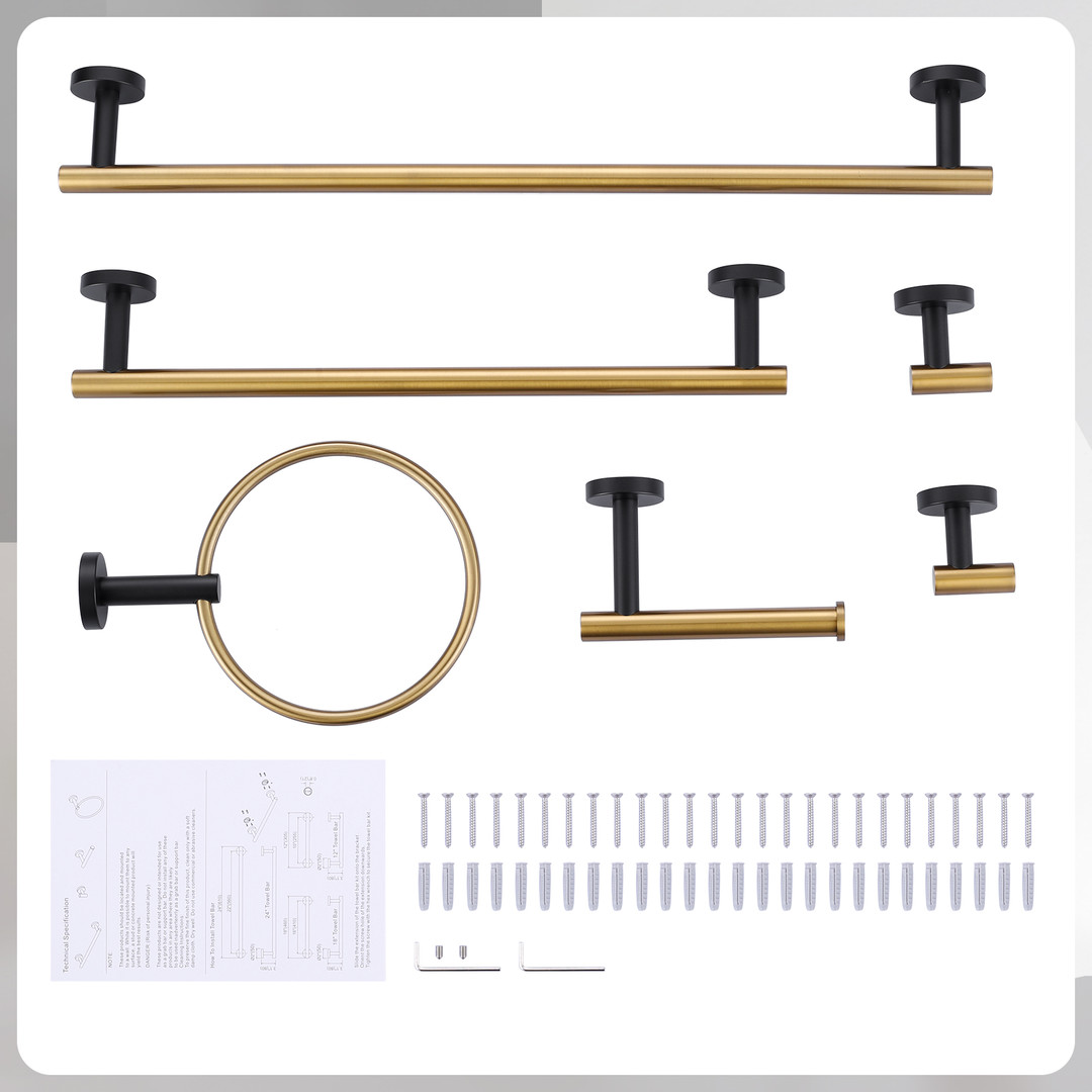 6 piece bathroom towel hardware set 4