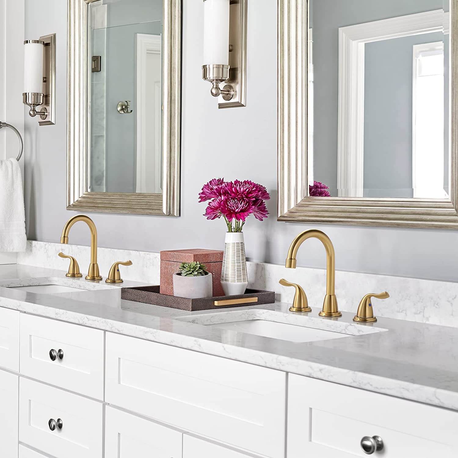 8 in brushed gold widespread bathroom faucet 2