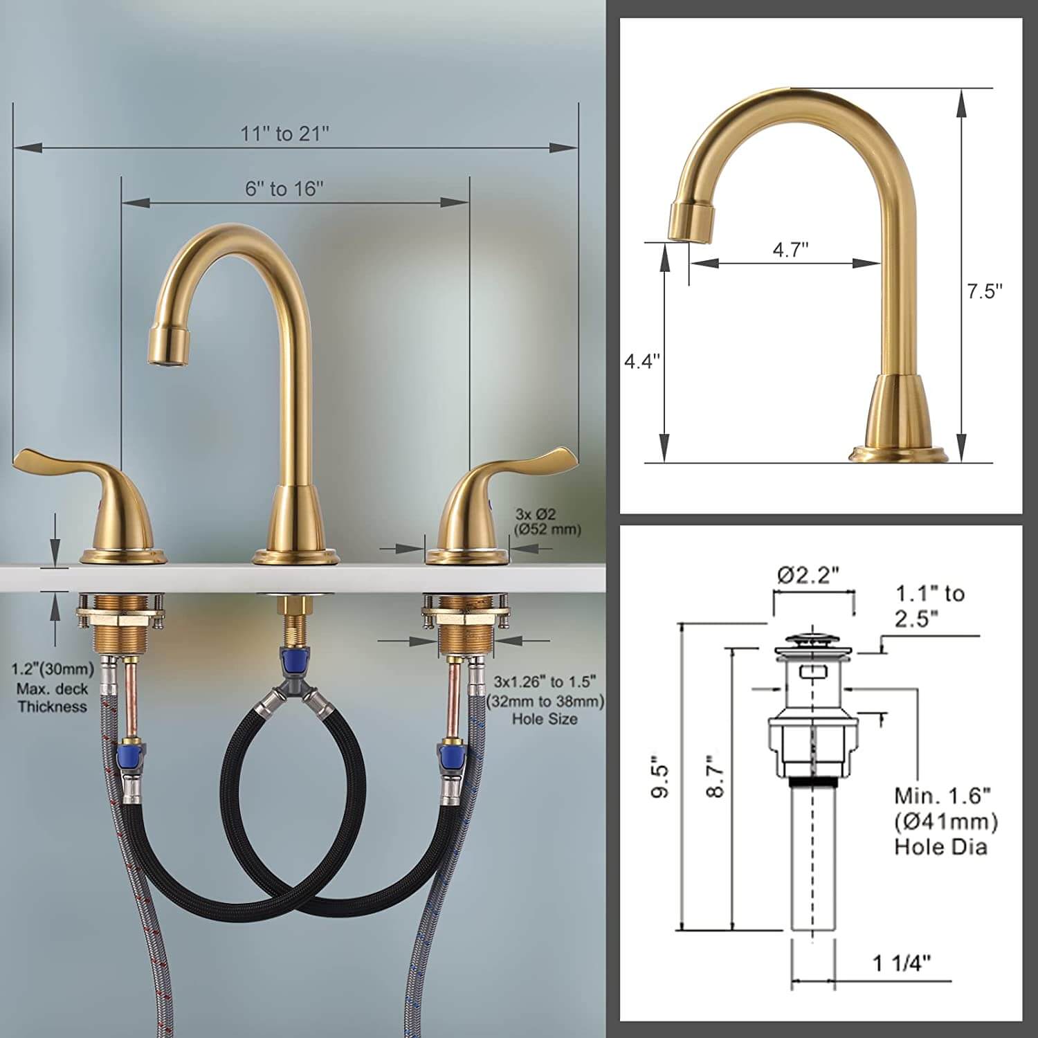 8 in brushed gold widespread bathroom faucet 3