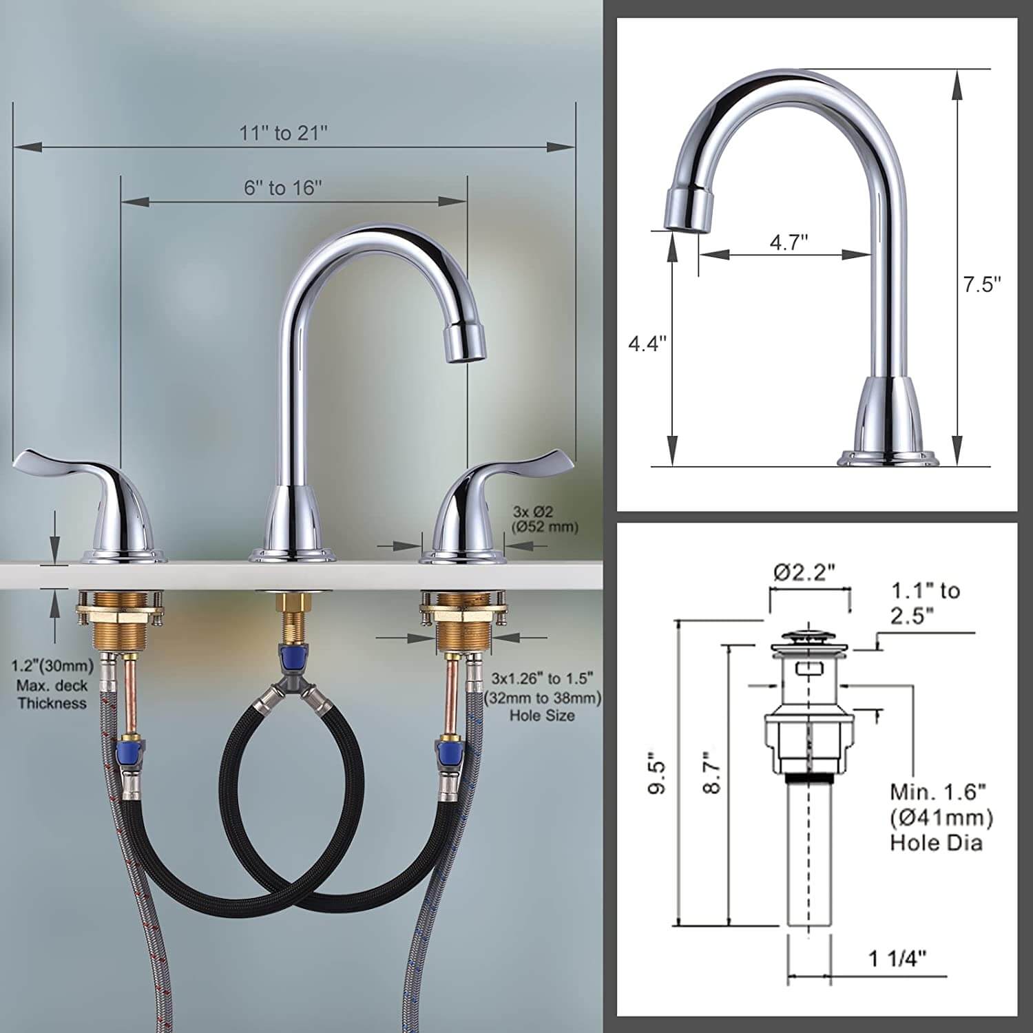 arcora 8 inch widespread chrome bathroom faucet 4