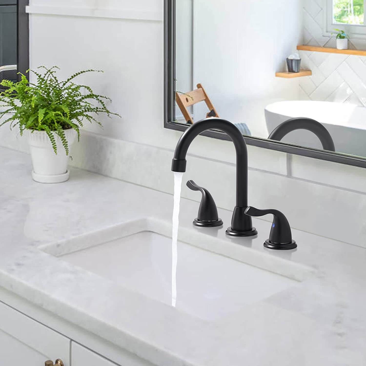 arcora 8 inch widespread matte black bathroom faucet 7