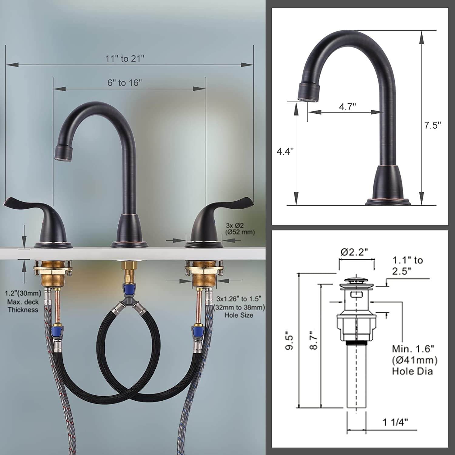 arcora 8 inch widespread oil rubbed bronze bathroom faucet 2