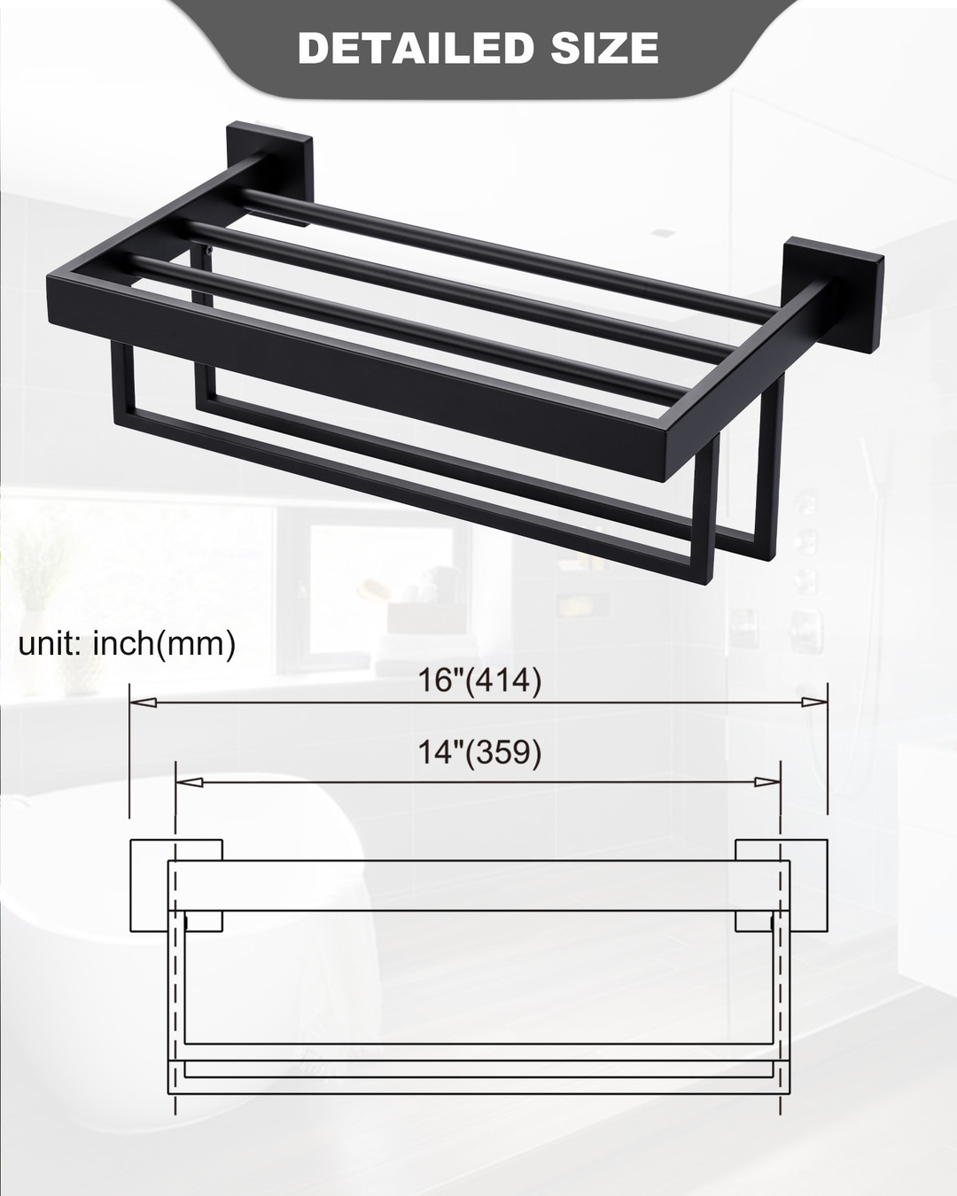 wall mounted towel rack with dual rows 14