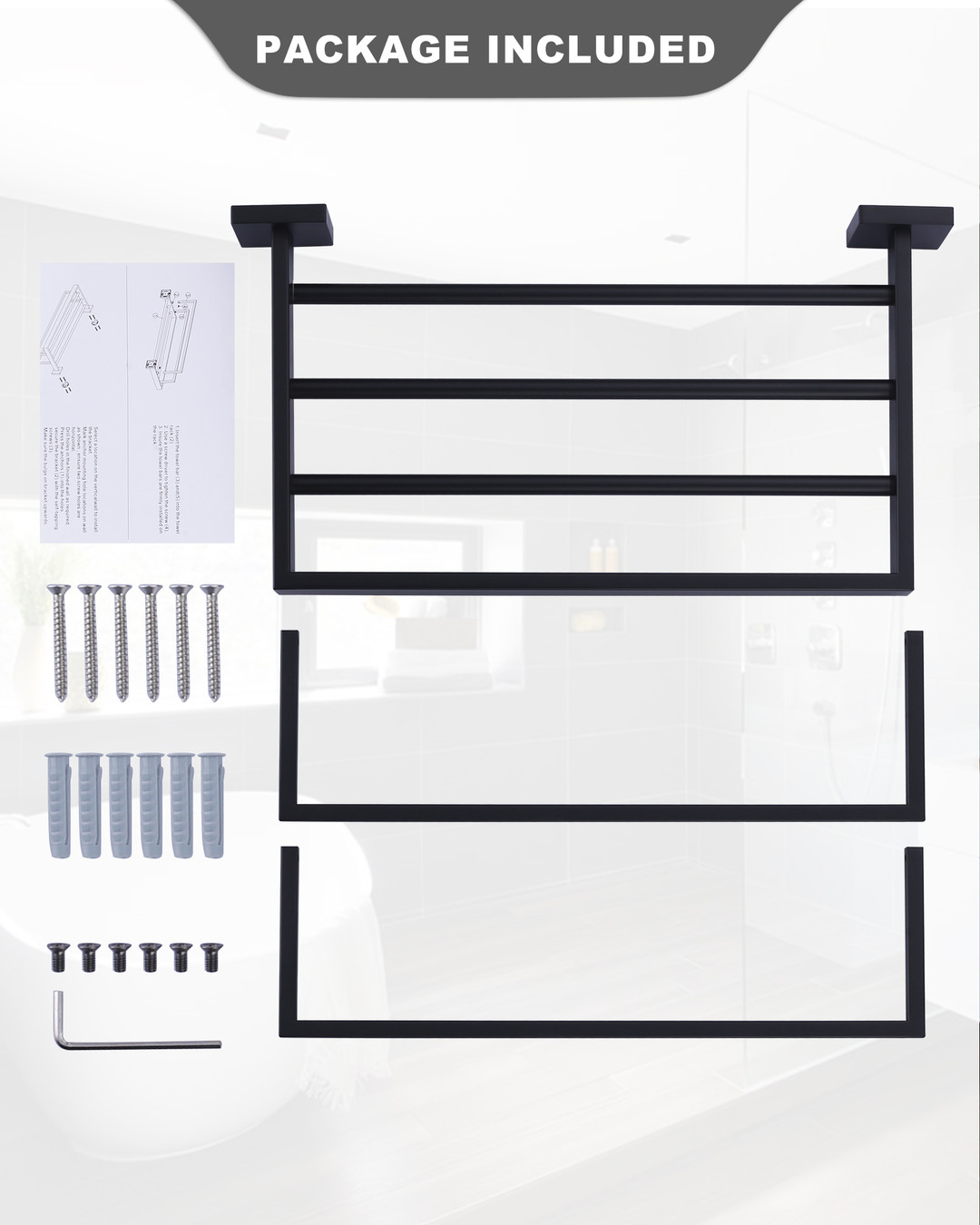 wall mounted towel rack with dual rows 16