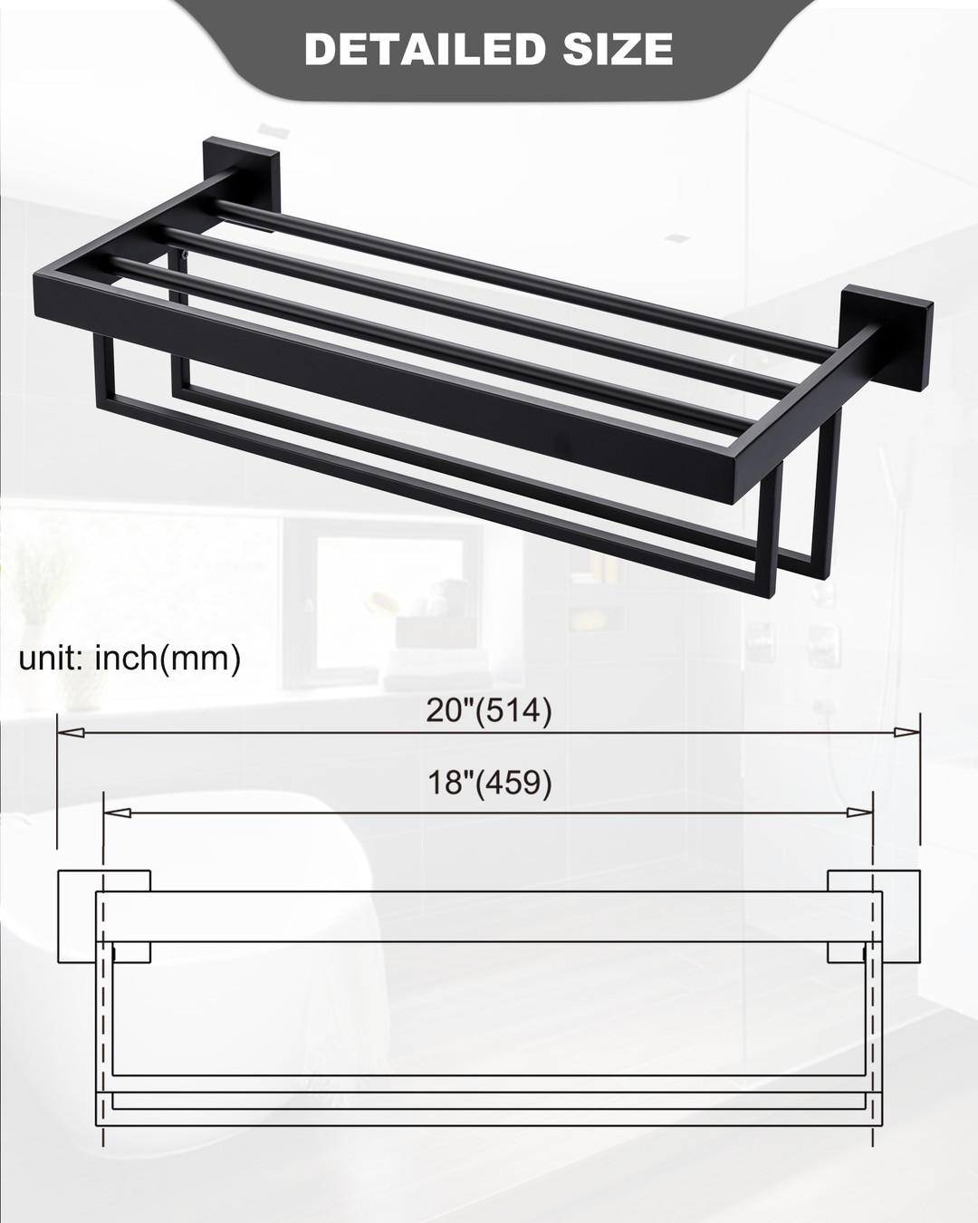 wall mounted towel rack with dual rows 18