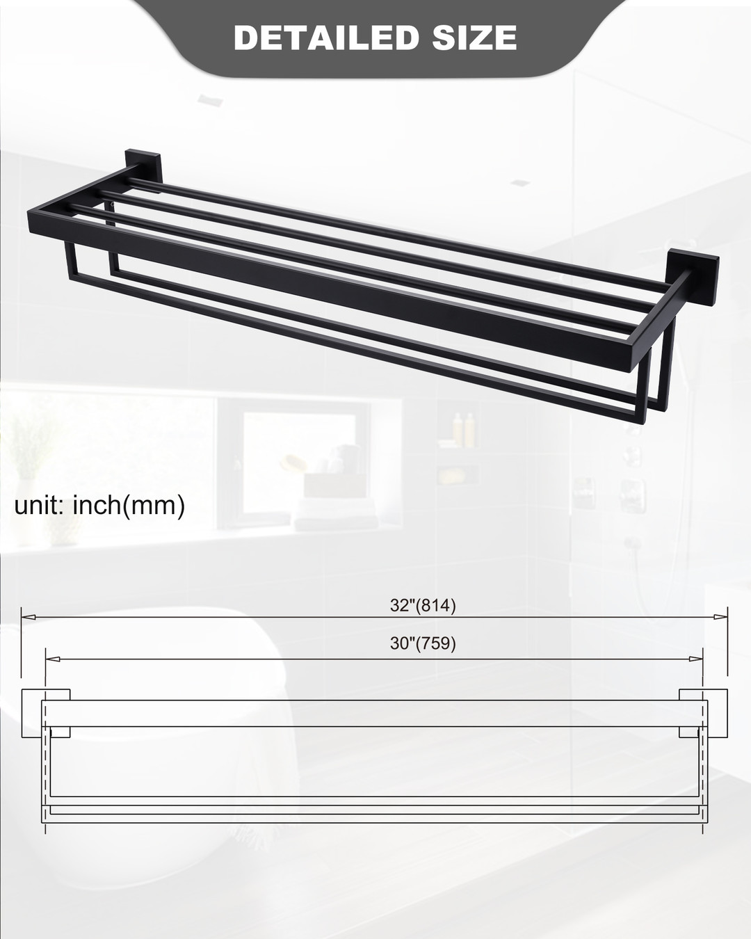 wall mounted towel rack with dual rows 19