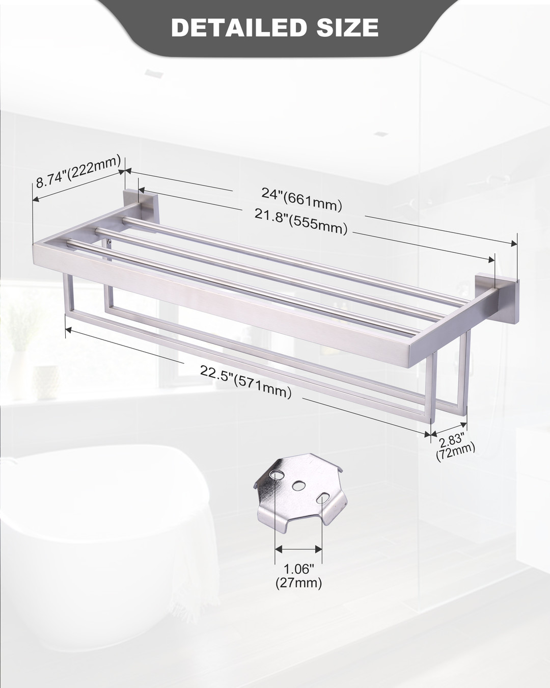 wall mounted towel rack with dual rows 6