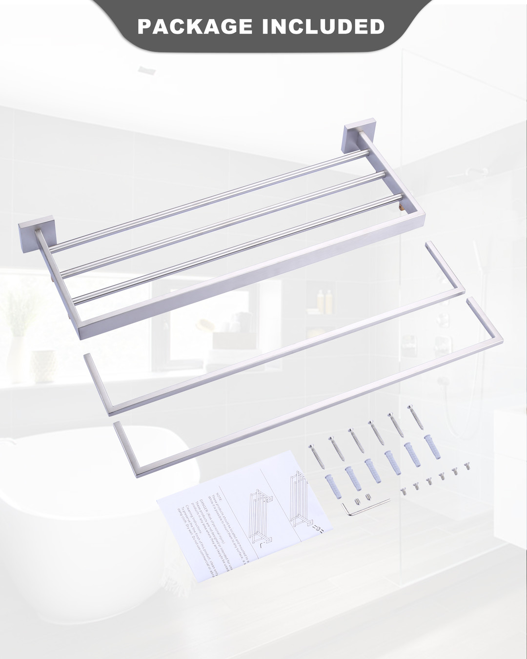 wall mounted towel rack with dual rows 7