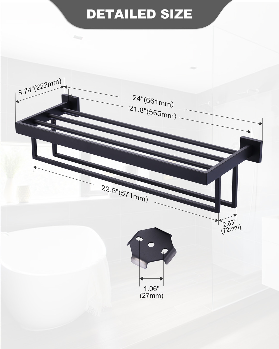 wall mounted towel rack with dual rows 9