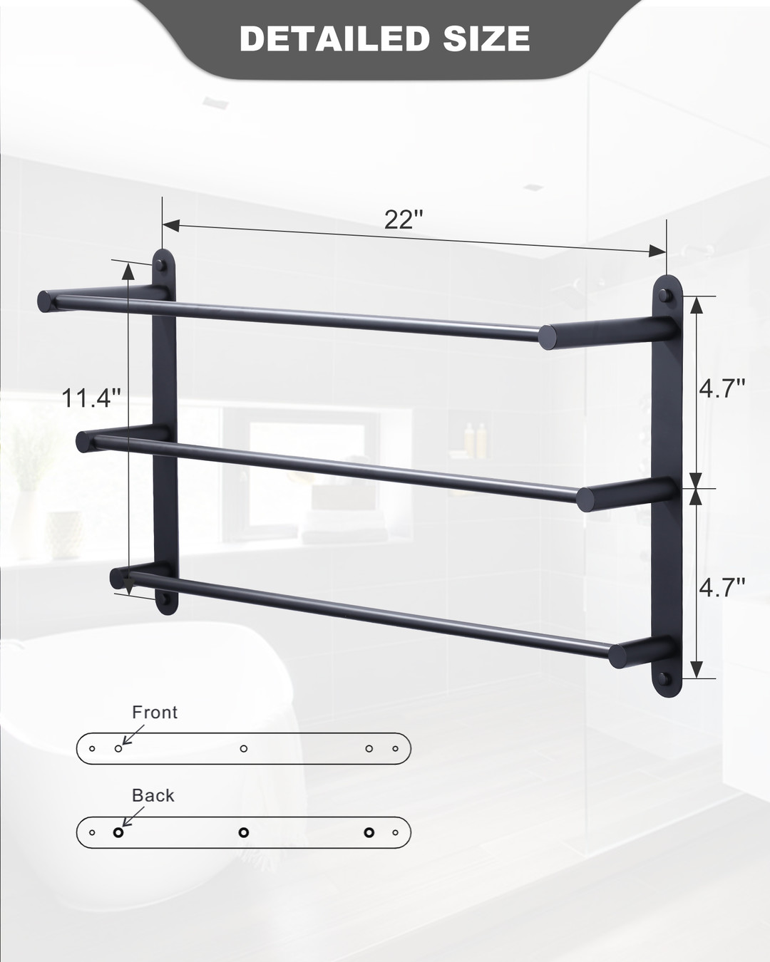 wowow 24 in 3 tier wall mounted towel rack 13