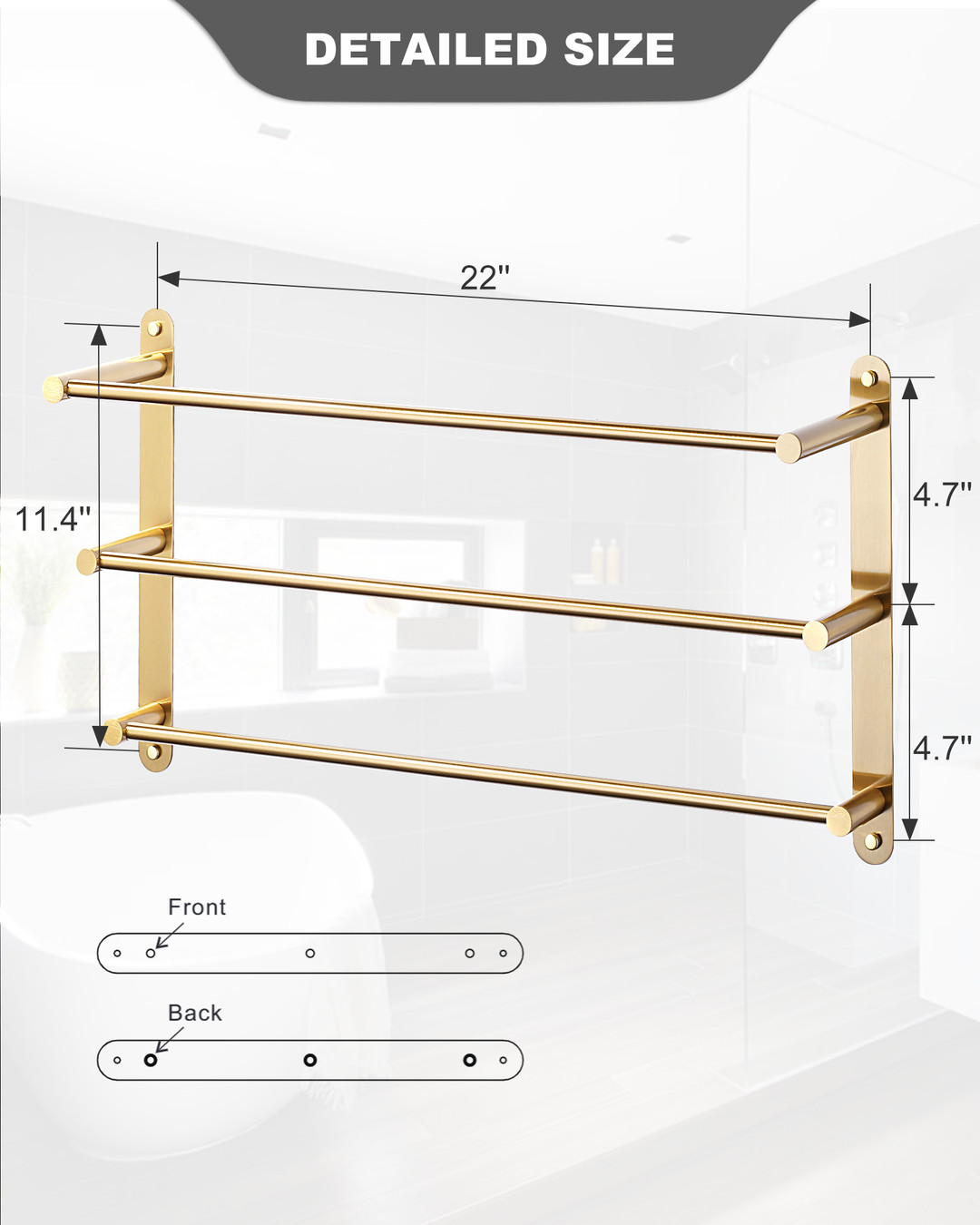 wowow 24 in 3 tier wall mounted towel rack 20