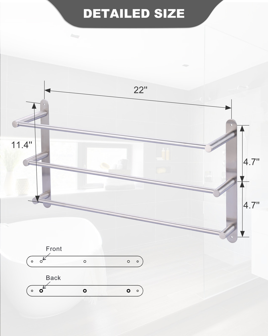 wowow 24 in 3 tier wall mounted towel rack 6