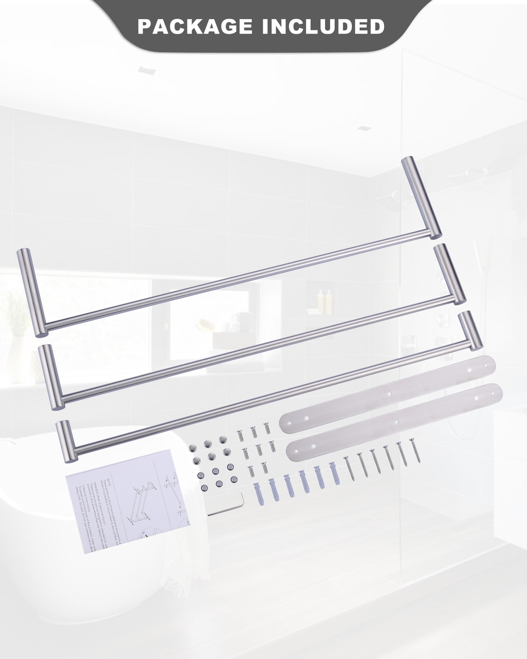 wowow 24 in 3 tier wall mounted towel rack 7