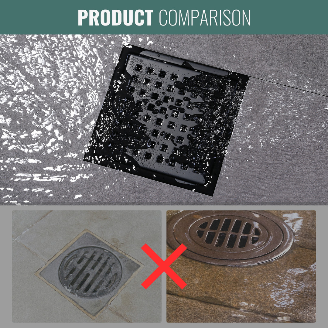 wowow 5 9 inch stainless steel square shower drain with strainer 9