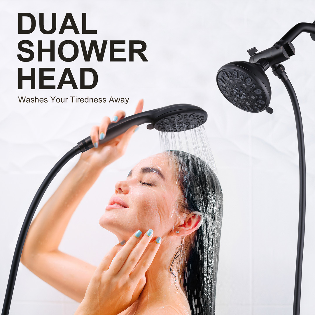 wowow 7 setting mode oil rubbed bronze dual rain shower head system with handheld 4