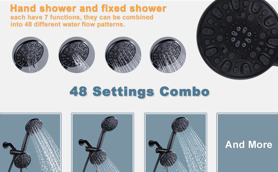 wowow 7 setting mode oil rubbed bronze dual rain shower head system with handheld 9