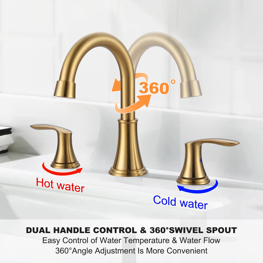 wowow 8 in widespread double handle bathroom sink faucet with pop up drain 19