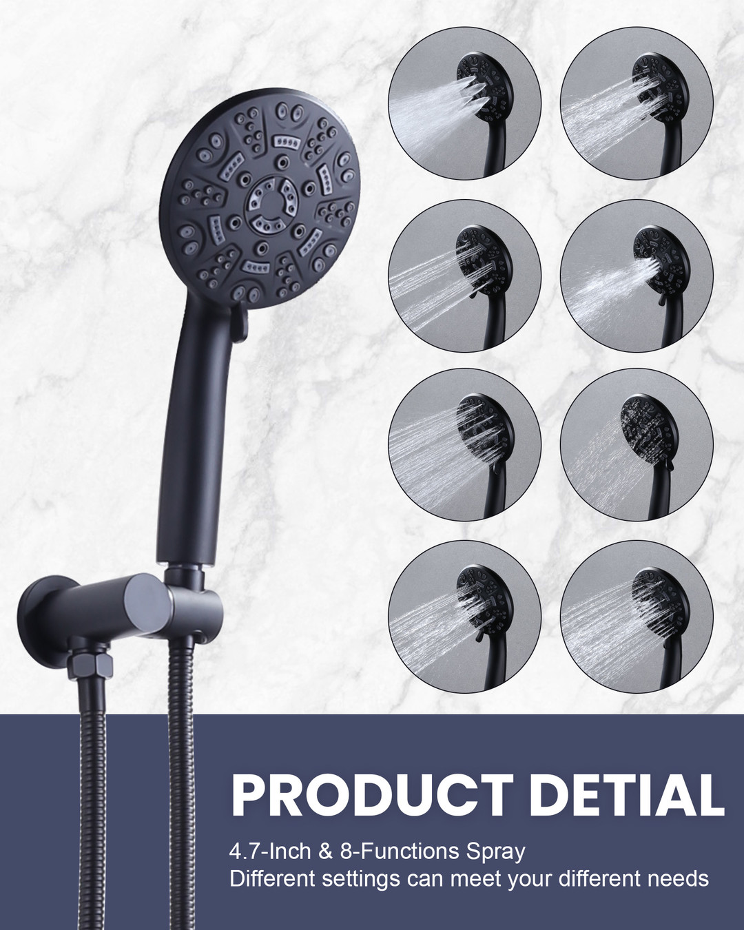 wowow 8 spray matte black ceil mounted shower system and handheld shower head 4 1