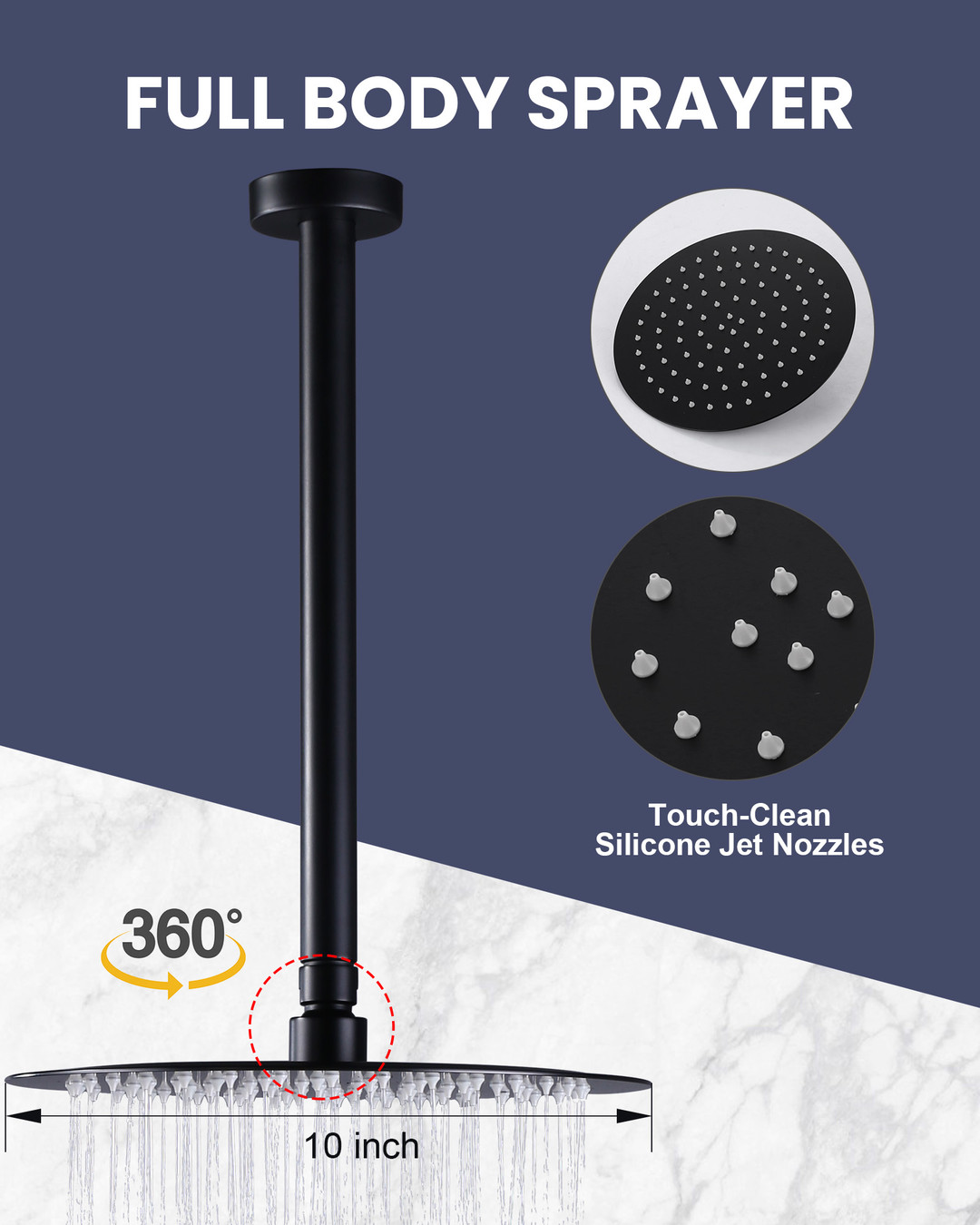 wowow 8 spray matte black ceil mounted shower system and handheld shower head 5 1