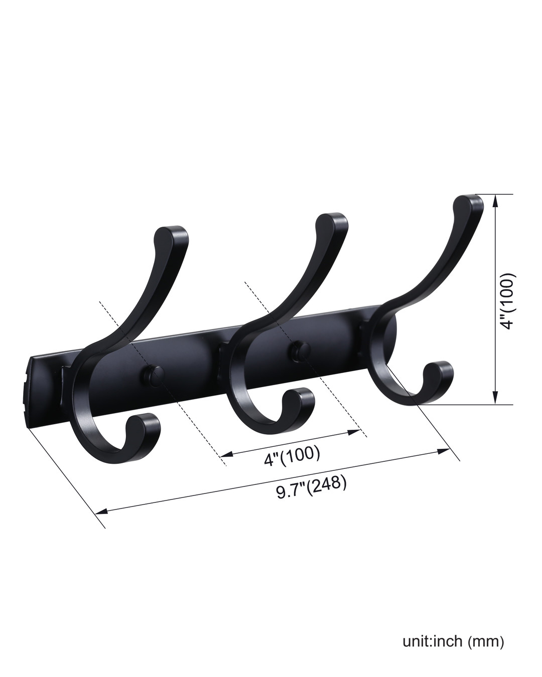 wowow 9 7 in matte black wall mounted dual j hook robe towel hook 5