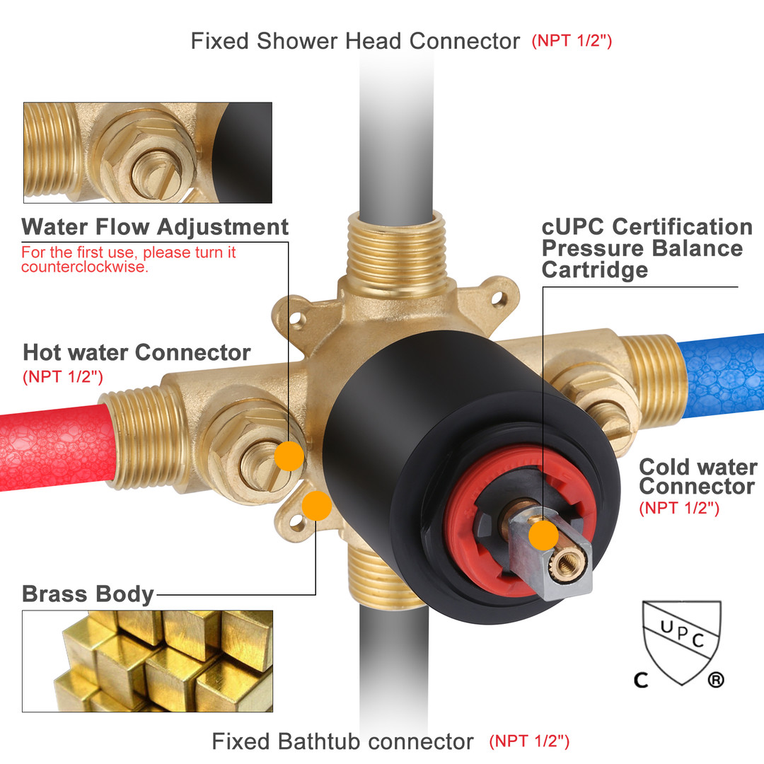 wowow high pressure 5 spray shower system with valve included 15