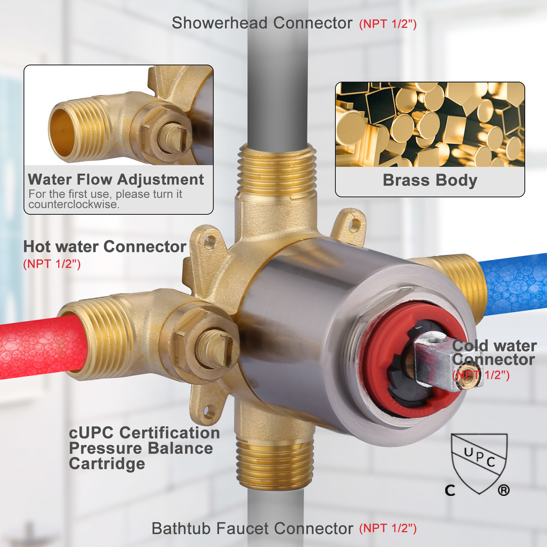 wowow high pressure rain shower system with tub spout 5