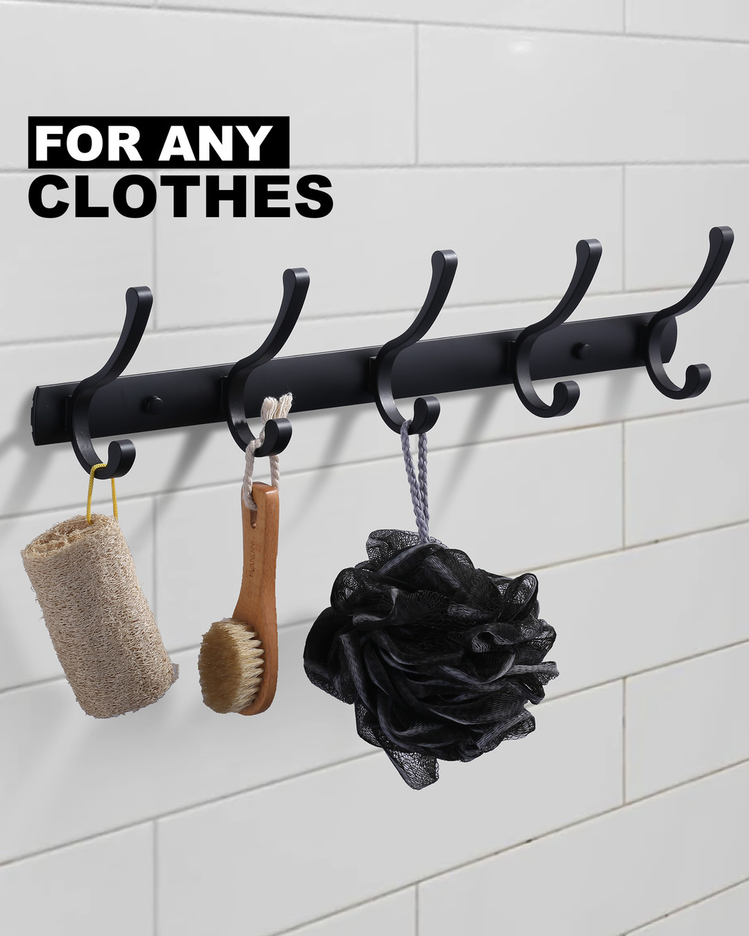 wowow matte black 2 hook wall mount coat rack for heavy duty 3