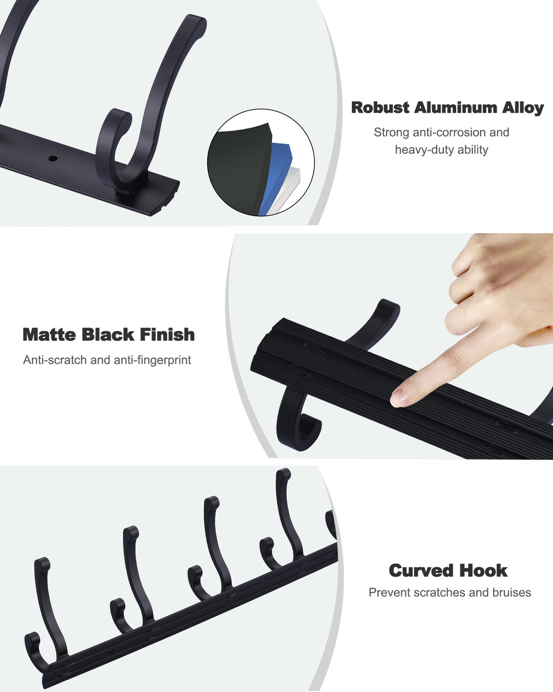 wowow matte black 2 hook wall mount coat rack for heavy duty 4