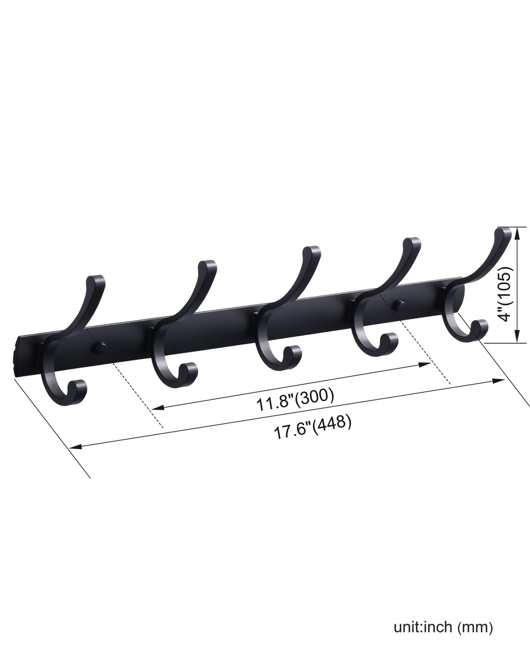 wowow matte black 2 hook wall mount coat rack for heavy duty 5