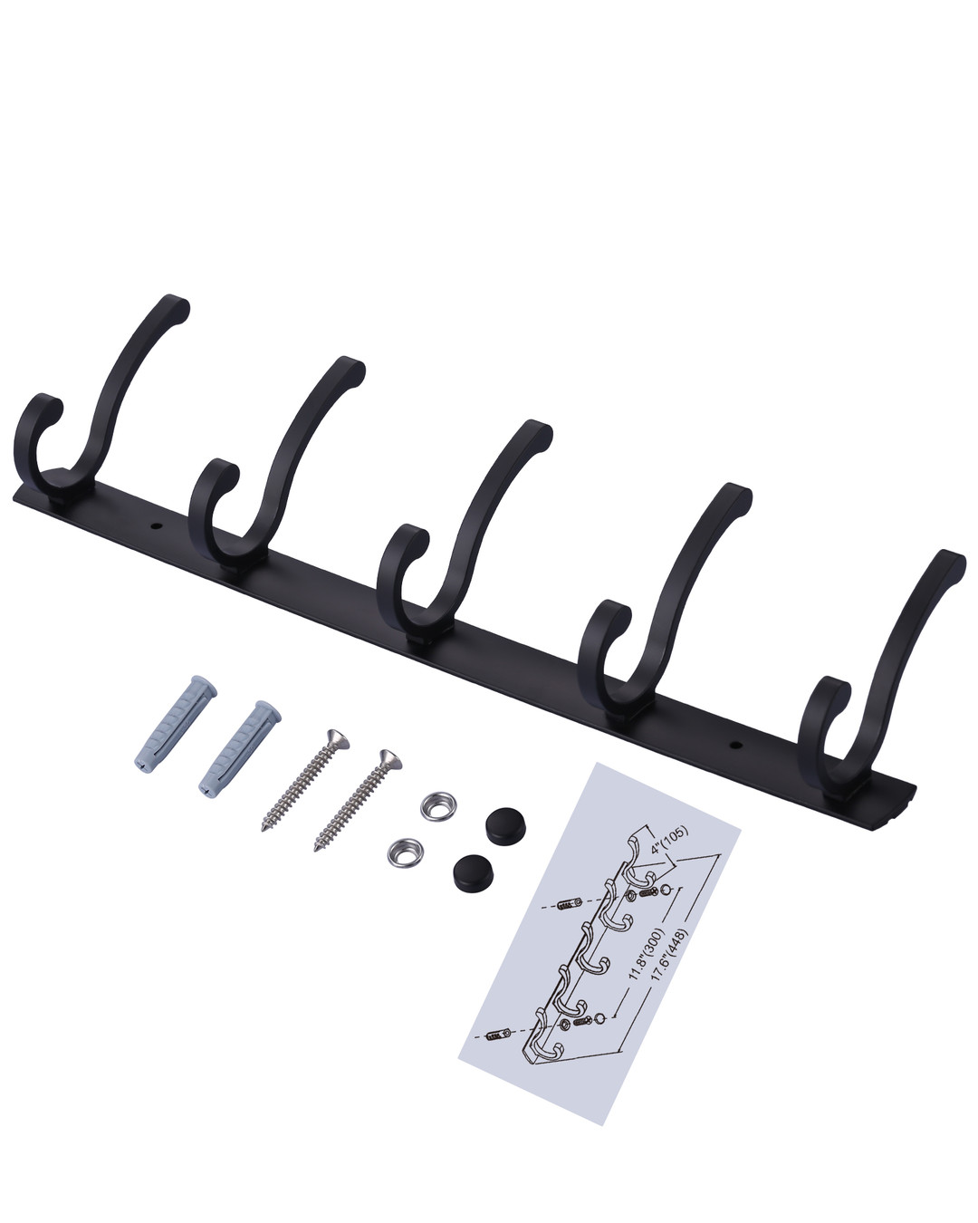 wowow matte black 2 hook wall mount coat rack for heavy duty 6